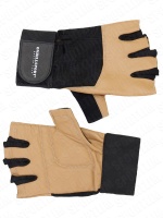 Перчатки для фитнеса с фиксатором мужские кожа коричневые Q11- XL